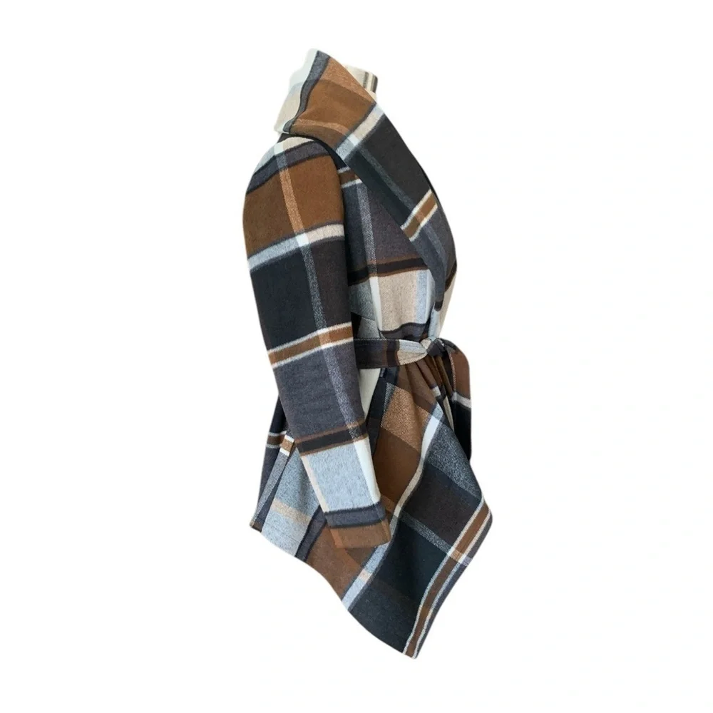 Shawl collar belt tie jacket coat